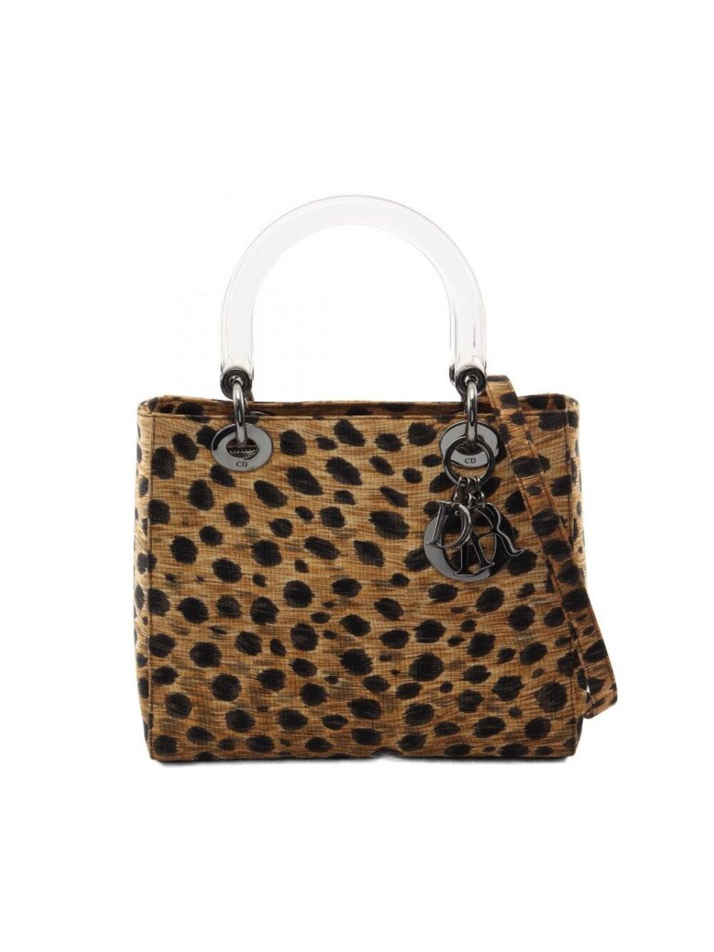 Dior Handbag Lady Dior Leopard 2-Way Brown Black Canvas Lady Dior Tote